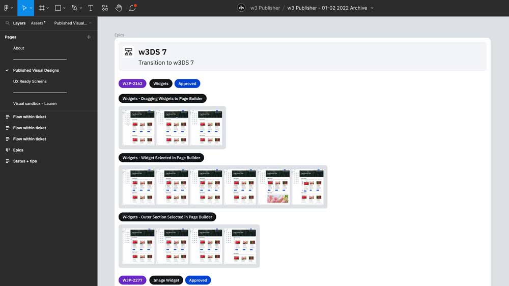 Figma designs showing design system redesign